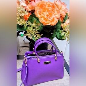 Jimmy Choo Violet Leather Satchel with Gold Hardware